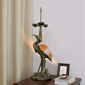 Xiaochen Antique Reading Lamp 18" Tiffany Style Large Table Lamp - Red Dragonfly Desk Lamp for Living Room, Study, Bedroom - Female Color