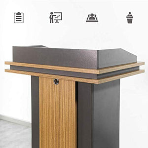 SHABOZ Podium Acrylic Lectern Pulpit Floor-Standing - Wooden Podium for Desk, Classroom, Reception, Church, Hotel, Education, Banquet, Speech Desk