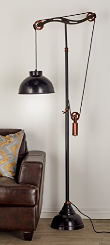 Deco 79 24515 Aluminum pulley adjustable Industrial floor lamp,  77 inch