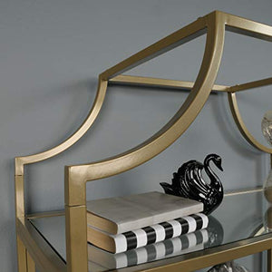 Sauder International Lux Bookcase, Satin Gold Finish