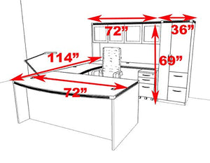 UTM Furniture 6pc Modern Contemporary U Shape Executive Office Desk Set, RO-ABD-U12
