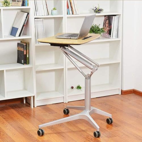 Pneumatic Height Adjustable Sit-Stand Mobile Laptop Computer Desk Cart