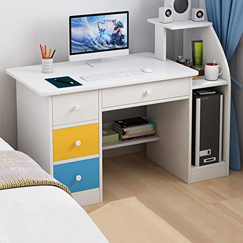 Doublelift Computer Laptop Desk with Drawer Shelf,Children Study Desk and Bookcase Office Home PC Table with Mainframe Rack Modern Writing Learning Workstation【Fast Delivery from The U.S.】 (White)