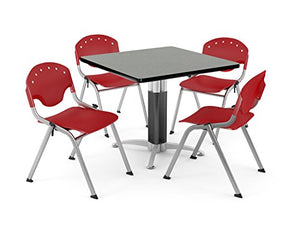 OFM PKG-BRK-024-0008 Breakroom Package, Gray Nebula Table/Red Chair