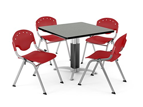 OFM PKG-BRK-024-0008 Breakroom Package, Gray Nebula Table/Red Chair