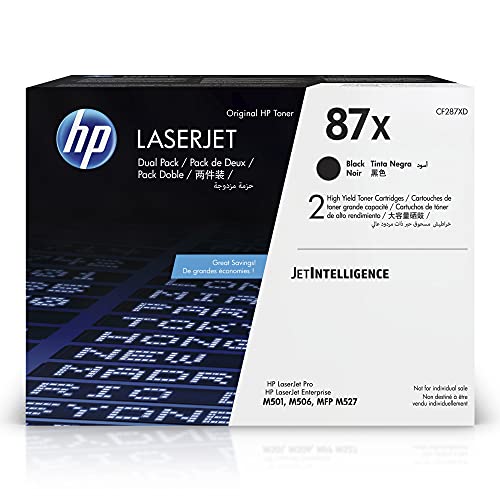 HP 87X | CF287XD | 2 Toner-Cartridges | Black | Works with HP LaserJet Enterprise M527, M506, M501 | High Yield