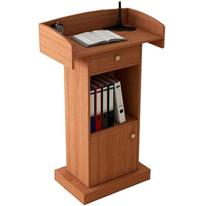 WhYaTT Lectern Podium Stand, Floor Standing Wooden Speaking Podium with Drawer