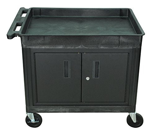 Luxor - 30 Inch Large Top Tub and Bottom Cabinet Shelf Cart (TC12C-B), Black