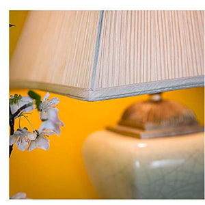 HIZLJJ High-end Rustic Ceramic Crackle Beige Shade Simple Post-Modern Creative for Living Room Family Bedroom BedsideTable Lamp