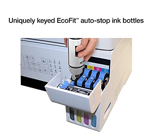Epson EcoTank ET Series All-in-One Supertank Inkjet Printer for Cartridge-Free Home Printing, Wireless, Print, Scan, Copy - White
