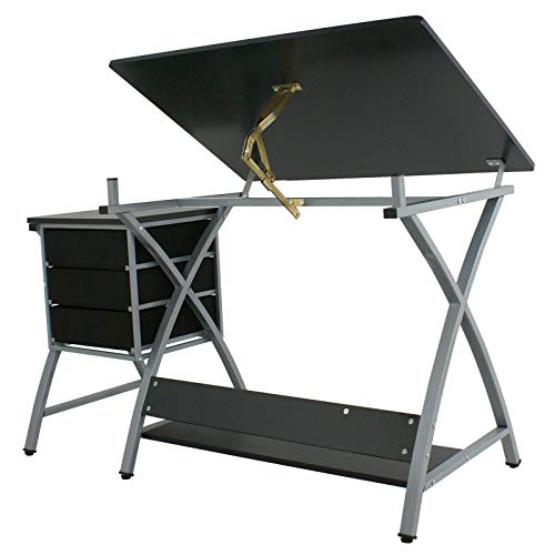 HUIJK Drawing Desk Art Hobby Drafting Table Art Craft Folding Adjustable with Stool