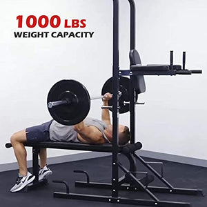 ER KANG Power Tower with Bench, 1000 LBS Pull Up Bar Dip Station, Pull Up Tower for Bench Press, Home Gym, Workout, Strength Training (2021 New)