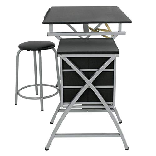Drawing Table Adjustable, Designer Architect, Drafting Table Art & Craft Drawing w/Stool & Side Drawers Comfortable Work Space Workstation Home, Office, Studio, or School