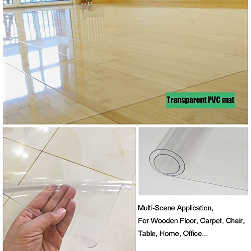 None Transparent PVC Chair Mat 2mm Thick for Hard Floor, Wood Floor, Carpet - Home Office Protector