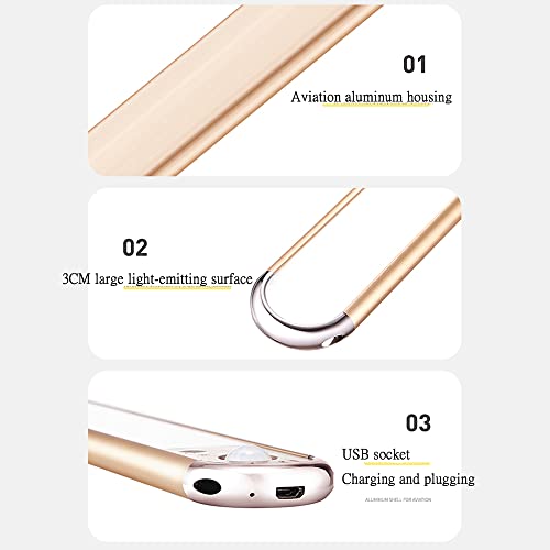 LED Closet Light Motion Sensor Under Cabinet Lighting USB Rechargeable Wireless Magnetic Stickers (Two Packs, 40cm)