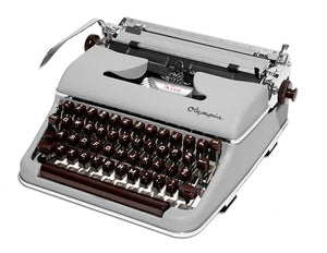 OLYMPIA SM3 De Luxe Manual Typewriter Gray 1958 Vintage Portable - Professionally Restored