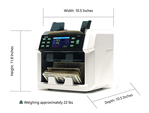 MIXVAL MV3 Mixed Money Counter Machine | 2-Pocket Premium Bank Grade w/Counterfeit Detector | Mixed Denomination, Currency & Bill Counting | Fast & Accurate Cash Counter | Customer Screen & Printer