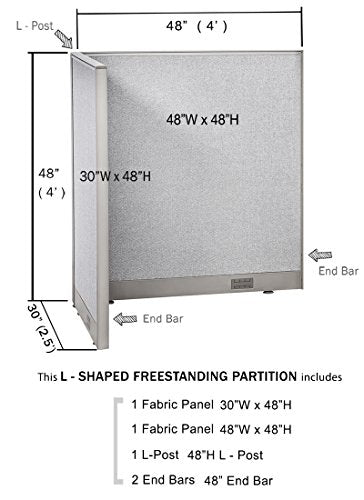 GOF Freestanding L Shaped Office Partition - Large Fabric Room Divider Panel
