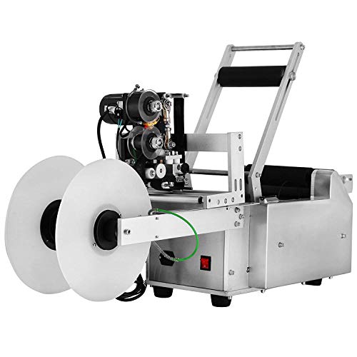 BestEquip LT-50D Bottle Label Machine Semi-Automatic Round Bottle Label Labeling Machine for 15-120mm with Date Code Printer