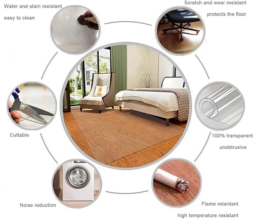 AHAVI Clear Floor Mat Floor Protector for Hard Wood Floor - Customizable Size/Easy to Clean (Clear, 140X180CM/4.5FTX5.9FT)