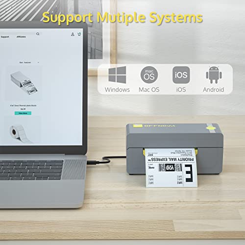 OFFNOVA High Speed Bluetooth Thermal Label Printer and a Roll of 500 4" x 6" Shipping Thermal Labels Bundle
