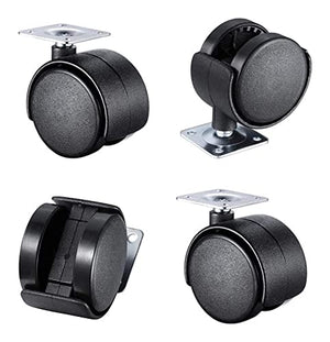 IkiCk Black Swivel Furniture Casters - Set of 4 Replacement Wheels
