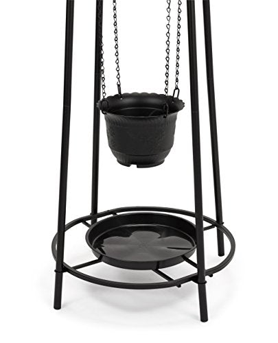 Catalina Lighting Glo Gro 45-Watt LED Grow Light, Étagère Floor Lamp with Adjustable Plant Housing and Integrated Timer, Black, 20745-000