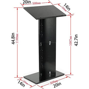 None Lectern Podium Stand, Portable Wooden Reception Desk, Black