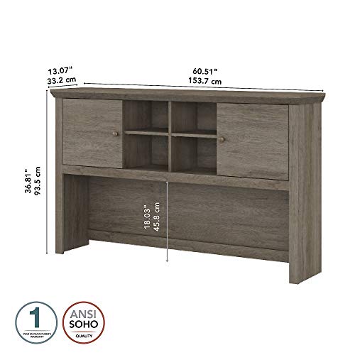 Bush Furniture Yorktown Desk Hutch, 60W, Restored Gray