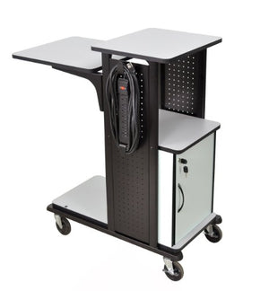 H WILSON WPS4HDCE Mobile-Presentation Stand, 4 Gray Shelves, Cabinet and 4" Heavy Duty Casters