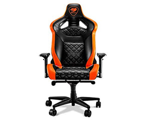 Cougar Armor Titan ultimate gaming chair with premium breathable pvc leather, 160kg support, 170 degree reclining (Black and Orange)