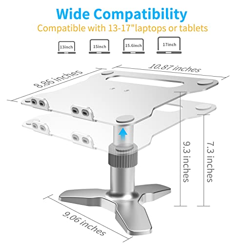 HNTHY Adjustable Laptop Stand Aluminum Laptop Riser, Multi-Angle Height Adjustable 360°Rotation Computer Holder Stand