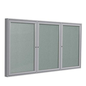 3 Door Outdoor Enclosed Bulletin Board Size: 3' H x 6' W, Frame Finish: Satin, Surface Color: Silver