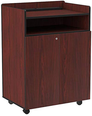 Safco Products 8919MH Executive Presentation Lectern Mobile Stand with Cabinet, Mahogany