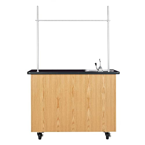 Diversified Woodcrafts Mobile Lab Demo Cabinet, Oak, 48''W x 24''D x 36''H, GFI Outlet, Stainless Sink