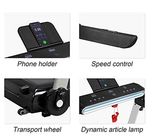 Folding Treadmills for Home, FISUP Foldable Treadmill Walking Pad with LED Display, Phone Holder, Speed Control Handle & Transport Wheel for Running, Jogging, Home, Gym, Office, Black