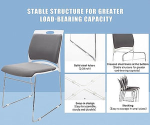 VACYOVKE Stacking Chairs Set - 20 Pack, 1102LB Capacity, Sled Base - Modern Reception Chairs for Home Office, Kitchen, Waiting Room