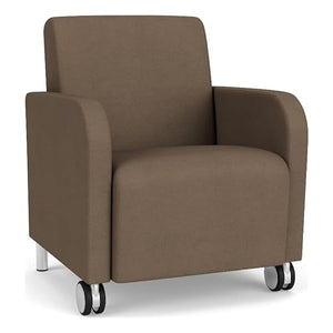 Lesro Siena 17.5" Polyurethane Lounge Reception Guest Chair in Brown/Silver
