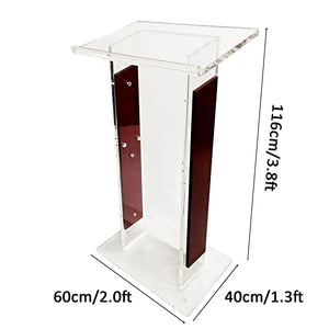 None Lectern Podium Stand, Clear Wide Reading Table Professional Portable School Church Wedding Office Information Podium