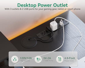 AODK L Shaped Computer Desk with File Drawers & Power Outlet, 72" Corner Desk - Black