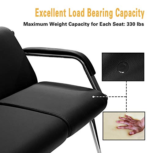 Wonline Office Reception Chair Set Waiting Room Bench Visitor Guest Sofa Airport Clinic School Salon Black PU Leather