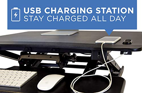 Mount-It! Electric Standing Desk Converter, Motorized Sit Stand Desk with Built in USB Port, Ergonomic Adjustable Workstation, Black (MI-7965)