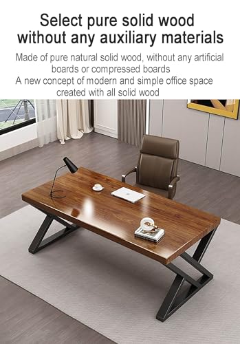 SUBVERS Modern Solid Wood Computer Desk with Metal Frame (160x70x75cm)