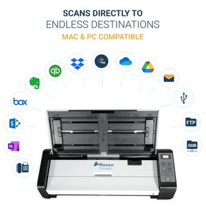 Raven Compact Document Scanner - Wireless Duplex Scanning, Mac/Windows Compatible