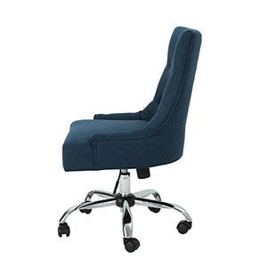 Christopher Knight Home 304968 Bagnold Desk Chair, Navy Blue + Chrome