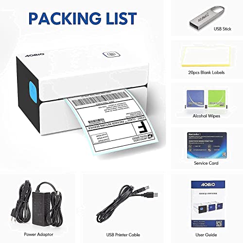 AOBIO Q5 Shipping Label Printer - Label Holder Suitable for up to 4x6 Direct Thermal Labels for Shipping Packages - Compatible with Windows & Mac System and Multiple Platforms