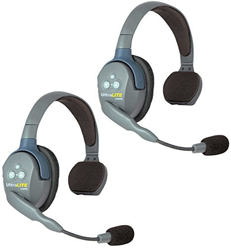 Eartec UL2S UltraLITE Full Duplex Wireless Headset Communication for 2 Users - 2 Single Ear Headsets