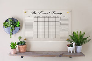 Personalized Dry Erase Calendar for Wall, Acrylic Calendar - Glass Alternative - Shatterproof, Large Whiteboard Calendar, Monthly Family Calendar for 2022 Custom Sizes & Colors (36x48, Clear Acrylic)