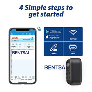 BENTSAI B10 Mini Handheld Portable Printer Mobile Inkjet Wirless WiFi Printer with iOS/Android APP DIY Printing Quick Dry QR-Code Barcode Date Logo Batch Number Print on Cartoon Wood Paper (White)