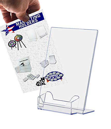 Marketing Holders 5"w x 7"h Advertisement Sign Holder with Attached Business Card Pocket Printed Material Literature Flyer Frame Slant Back Pack of 120